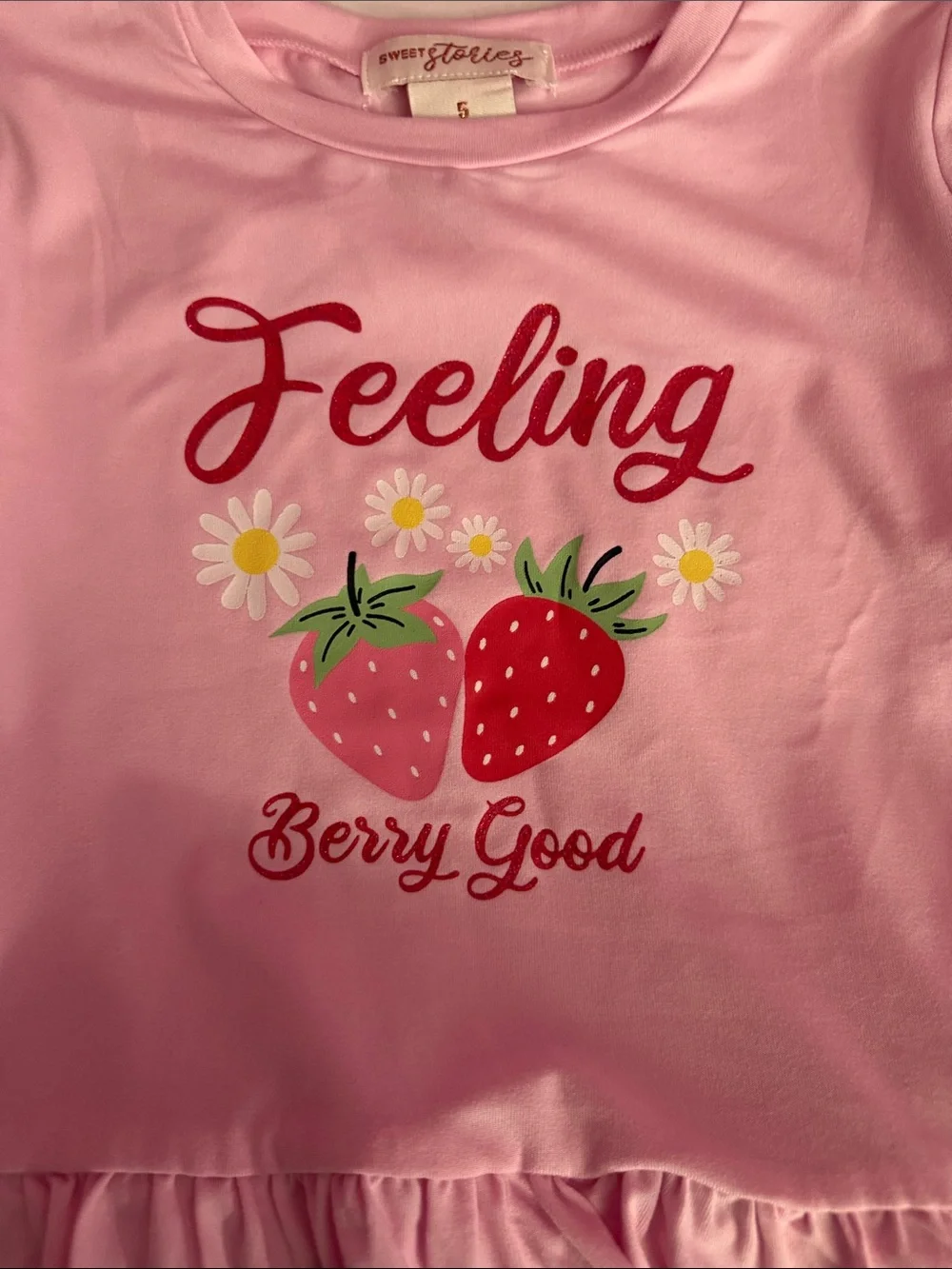 Sweet Storm Pink Strawberry Peplum Tee
